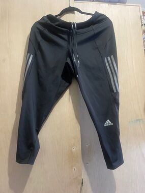 adidas Black Athletic Jogger Pants with Reflective Stripes